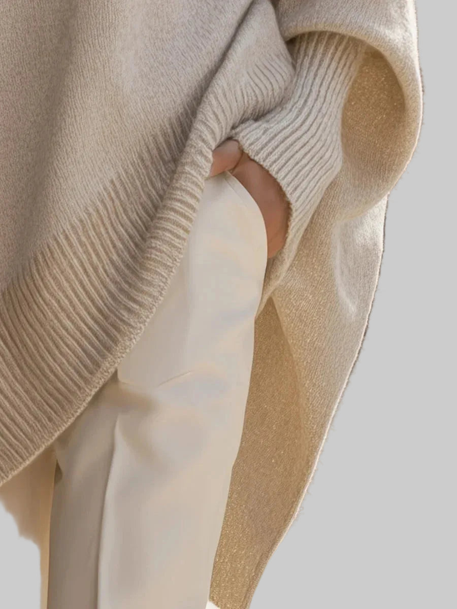 Women's Oversized Knitted Jumper with Drop Shoulders and Asymmetric Hem