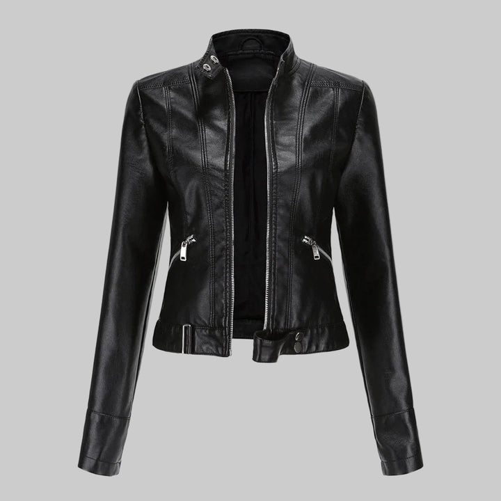 Cropped Faux Leather Biker Jacket