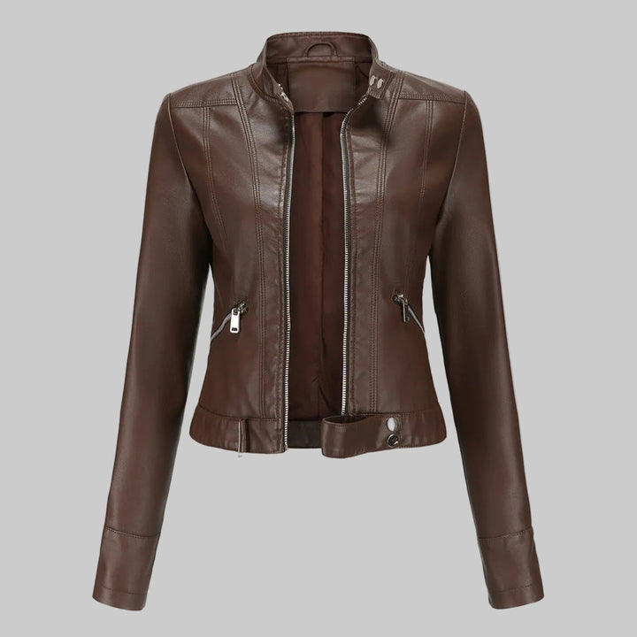 Cropped Faux Leather Biker Jacket