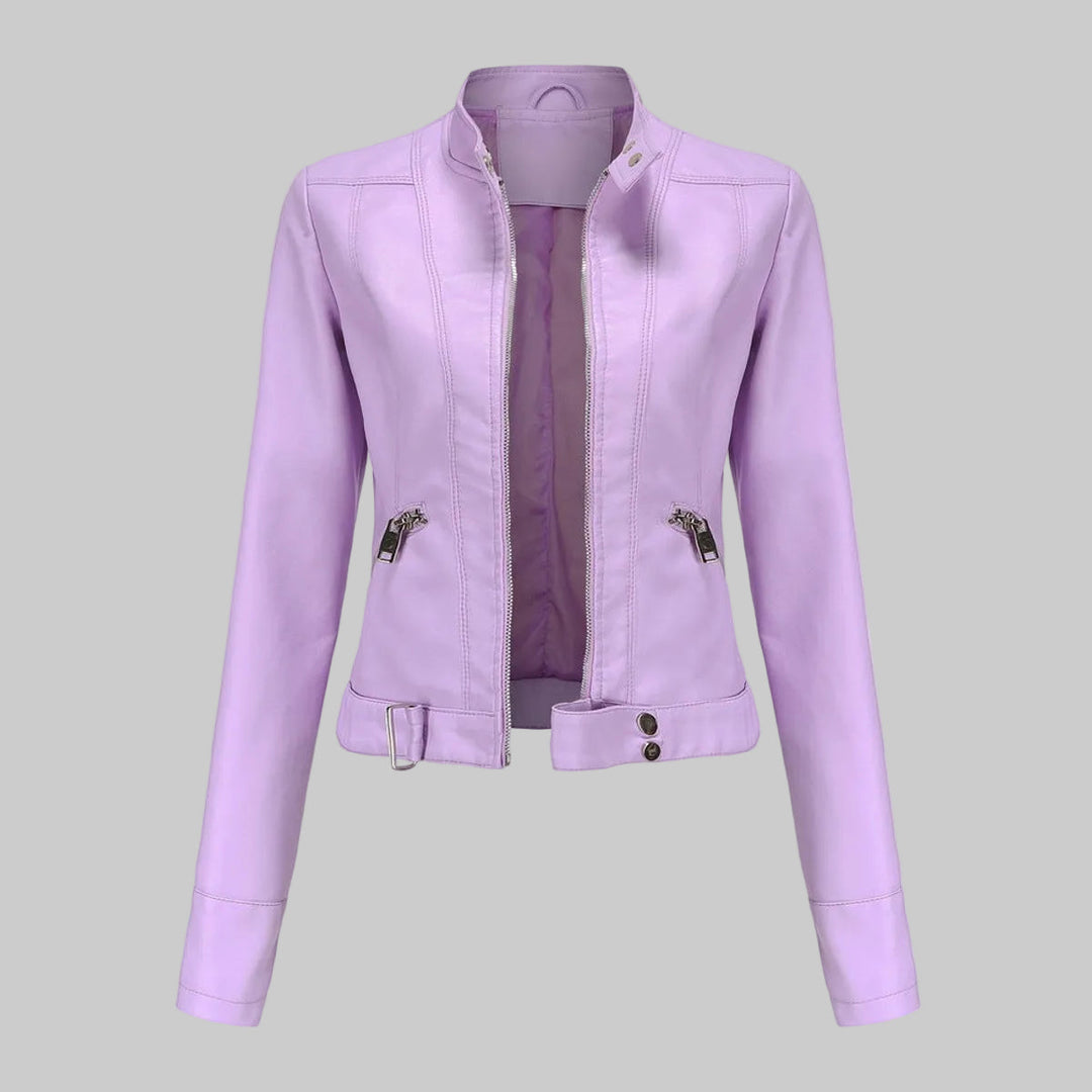 Cropped Faux Leather Biker Jacket
