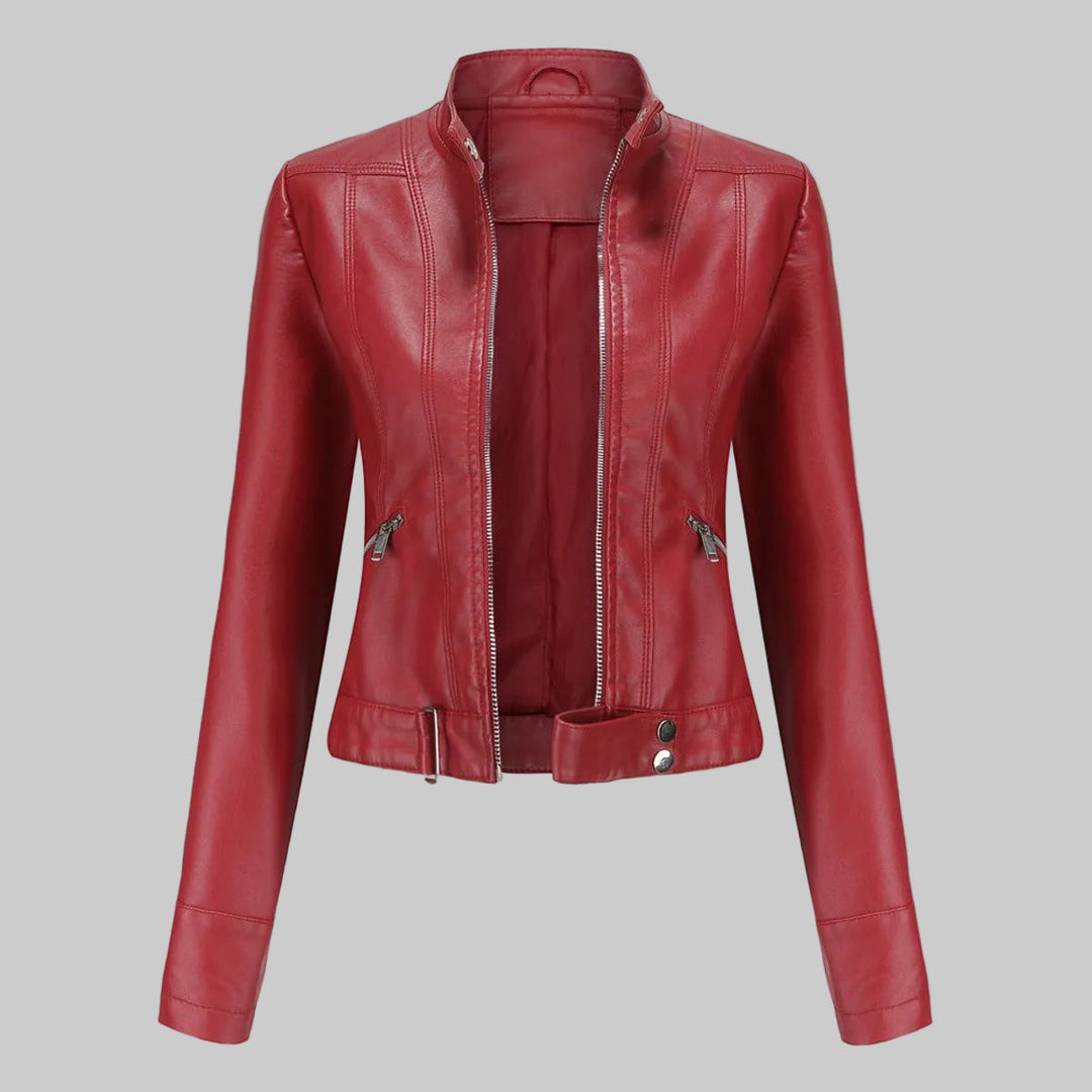 Cropped Faux Leather Biker Jacket