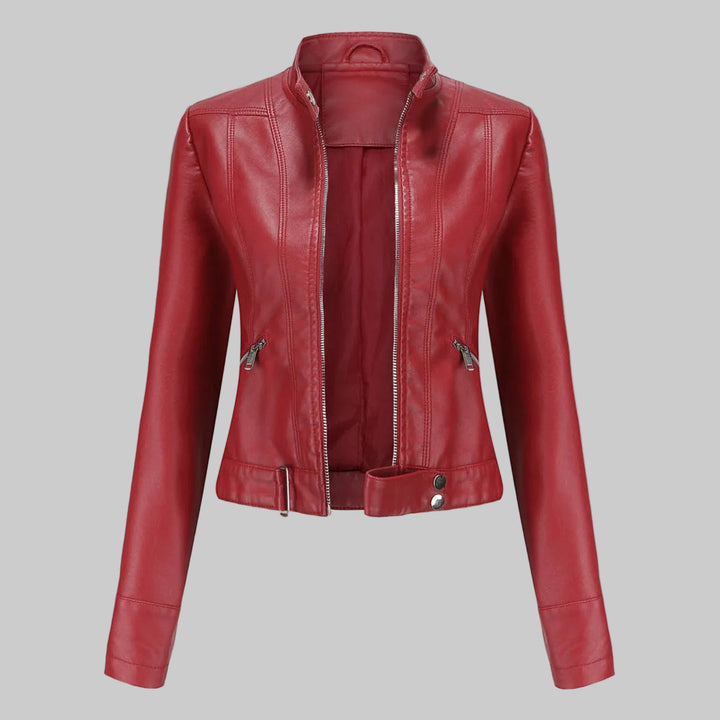 Cropped Faux Leather Biker Jacket