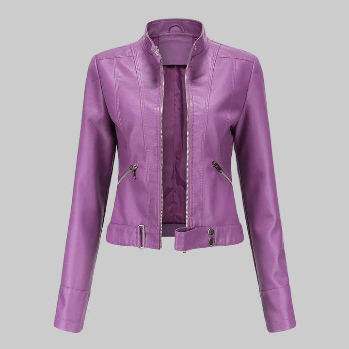 Cropped Faux Leather Biker Jacket