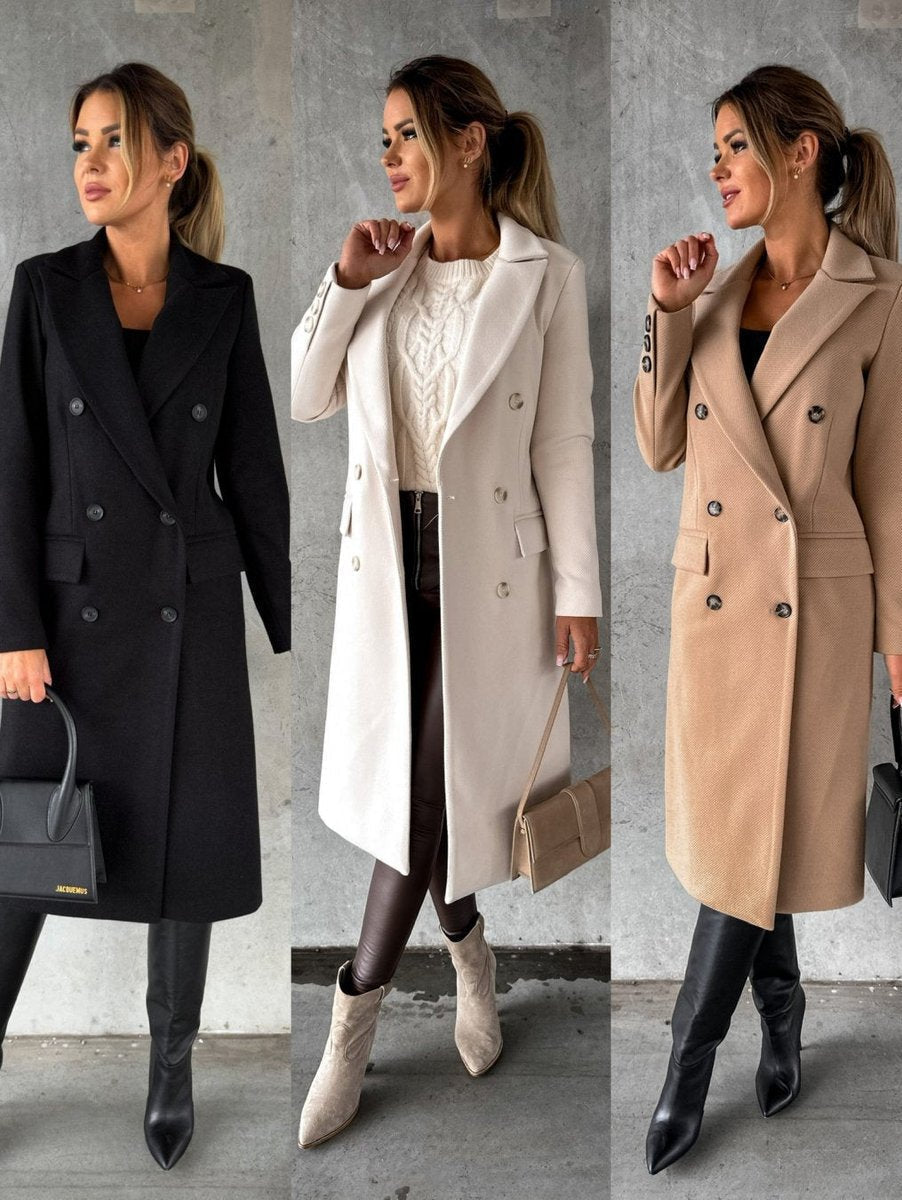 Women's Double-Breasted Longline Overcoat