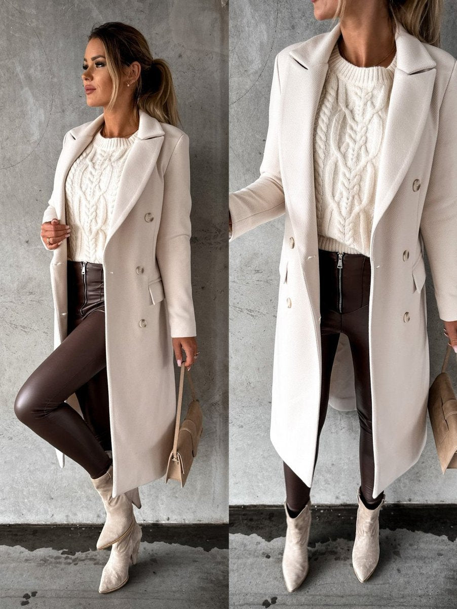 Women's Double-Breasted Longline Overcoat