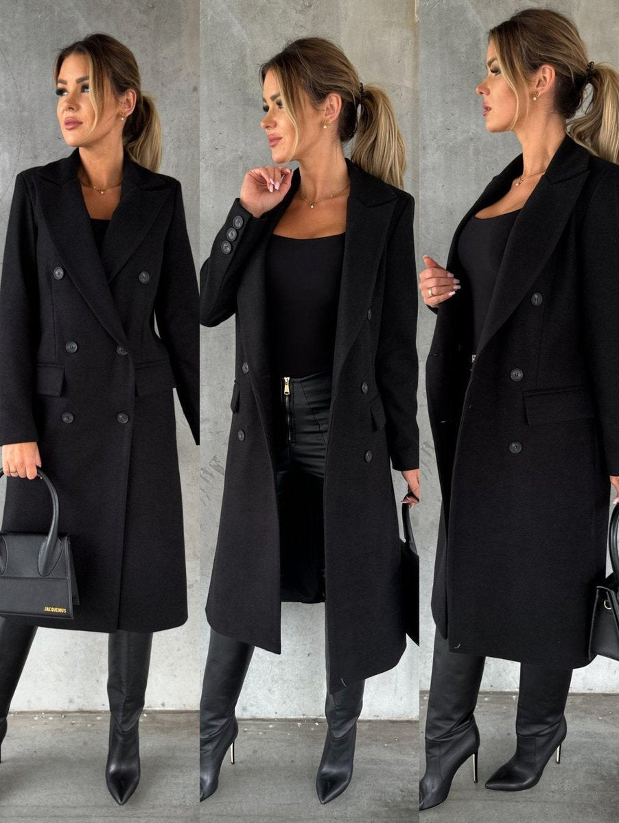 Women's Double-Breasted Longline Overcoat