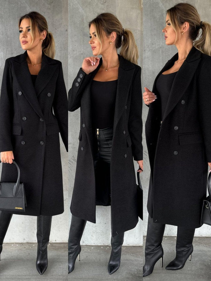 Women's Double-Breasted Longline Overcoat