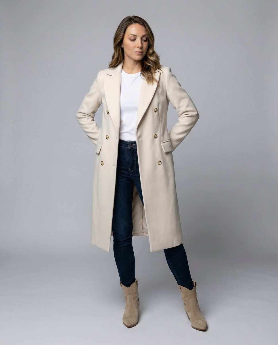 Women's Double-Breasted Longline Overcoat