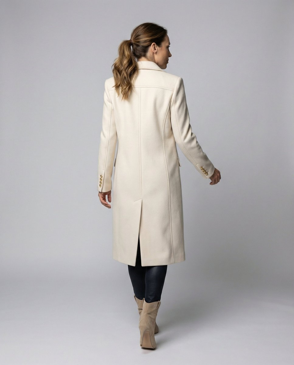 Women's Double-Breasted Longline Overcoat