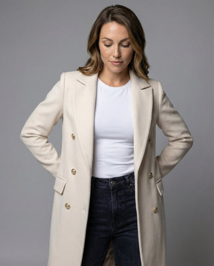 Women's Double-Breasted Longline Overcoat