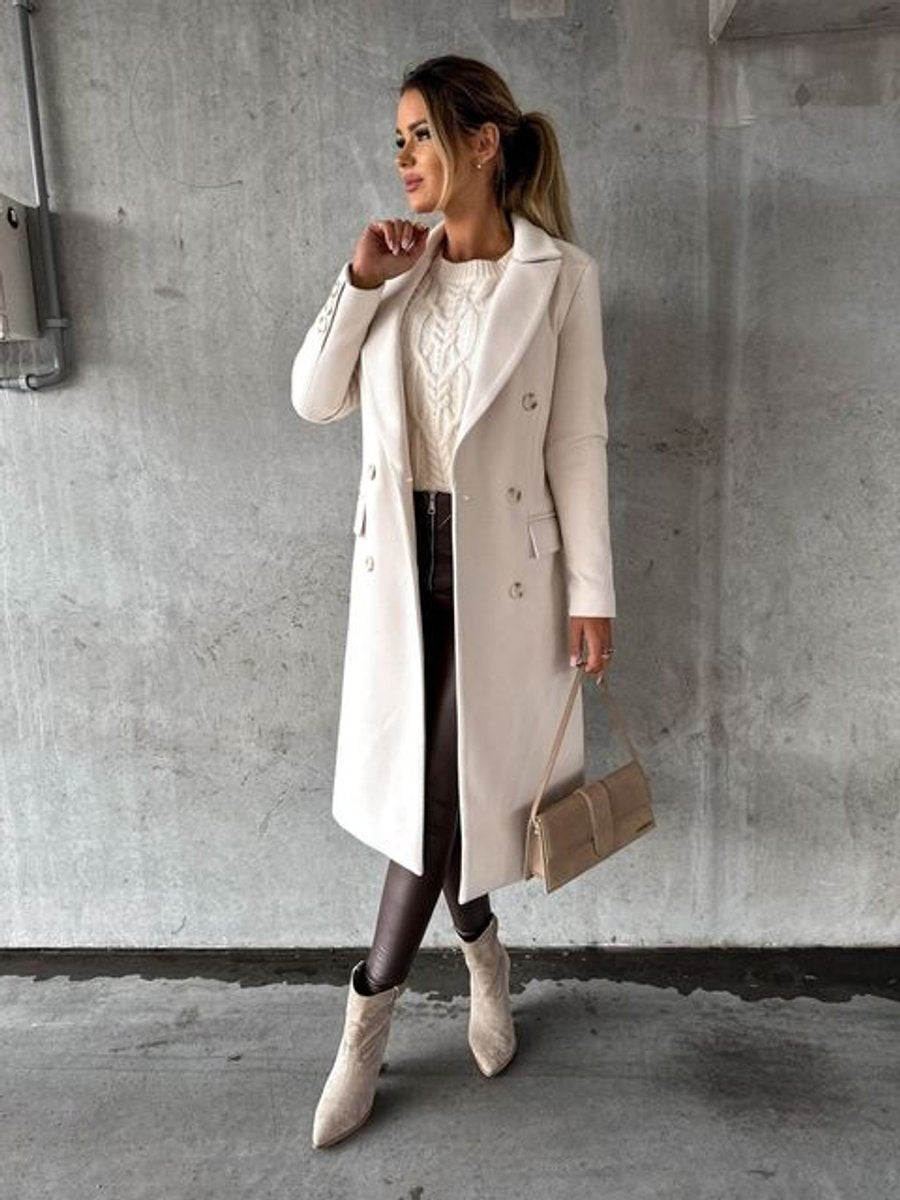 Women's Double-Breasted Longline Overcoat