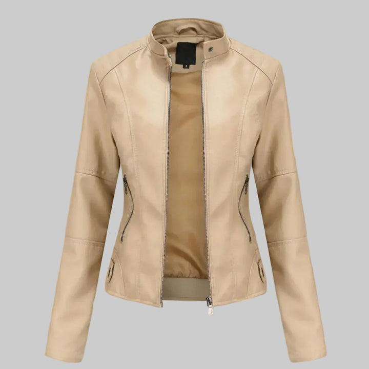 Faux Leather Zip-Up Biker Jacket