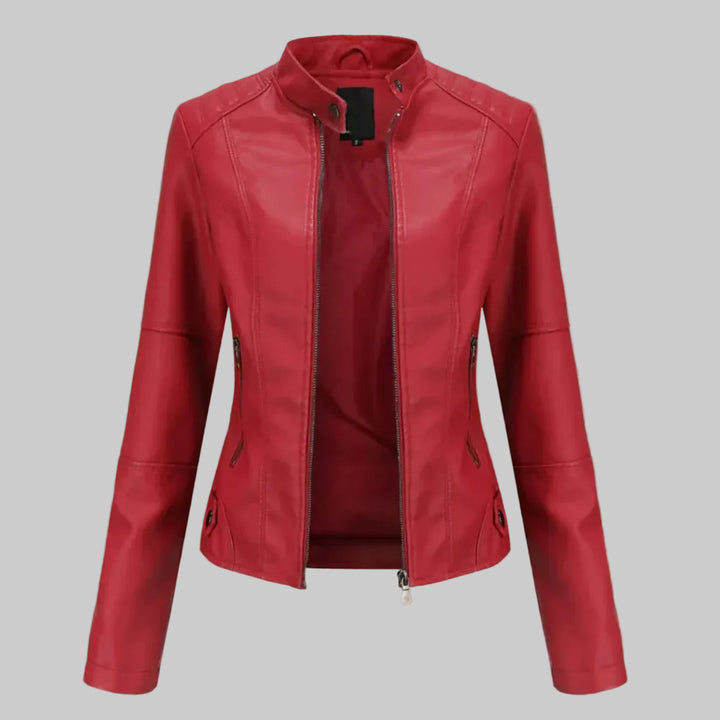 Faux Leather Zip-Up Biker Jacket
